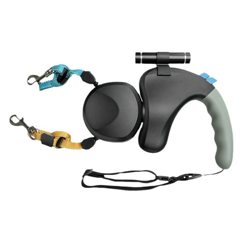 BENWIS Dog Retractable Leash Double Headed LED Grey