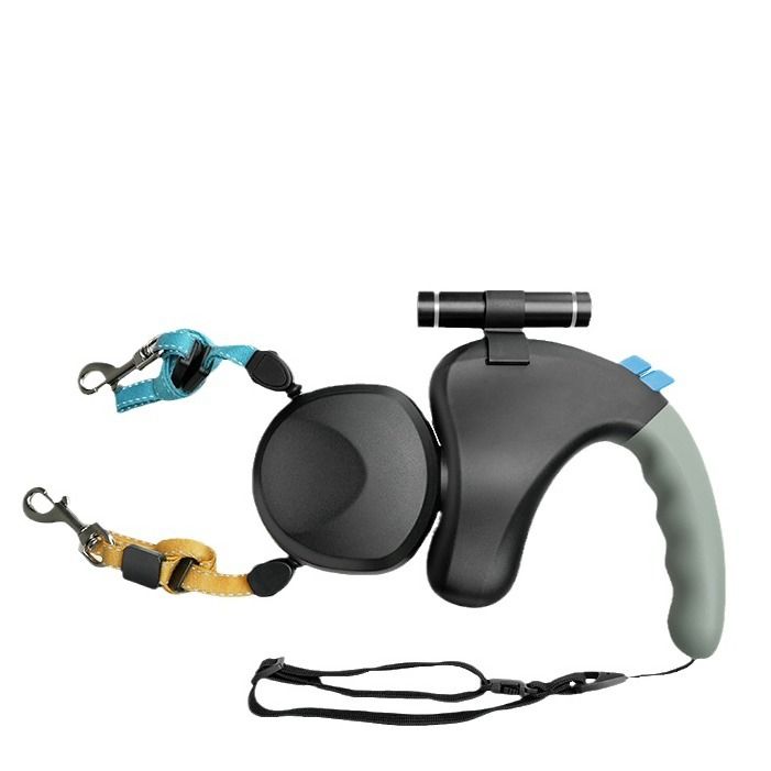 BENWIS Dog Retractable Leash Double Headed LED Grey