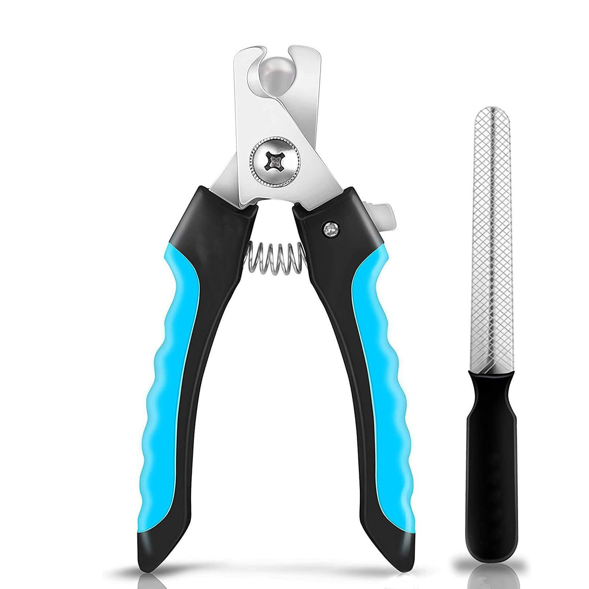 Stainless Steel Pet Nail Clippers for Dogs and Cats Large opp bag Blue and Black