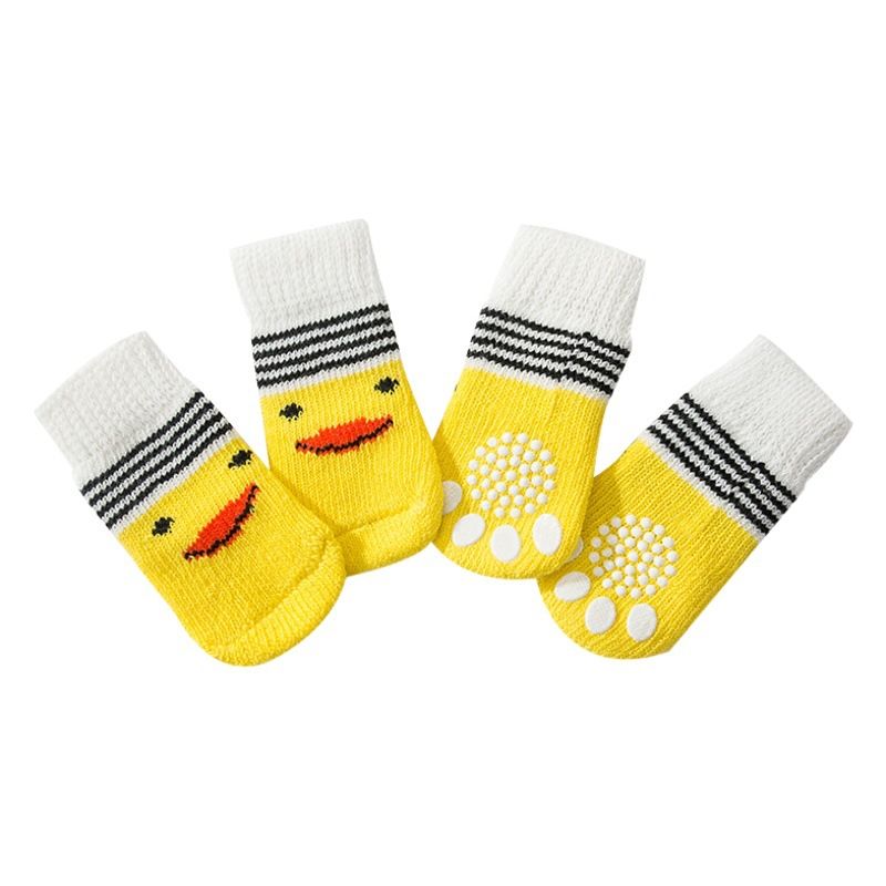 Foot art mouse Pet Socks Cartoon Anti Slip Pink blue crown M [recommended foot width: approximately 4 cm] 2.5-6kg net weight