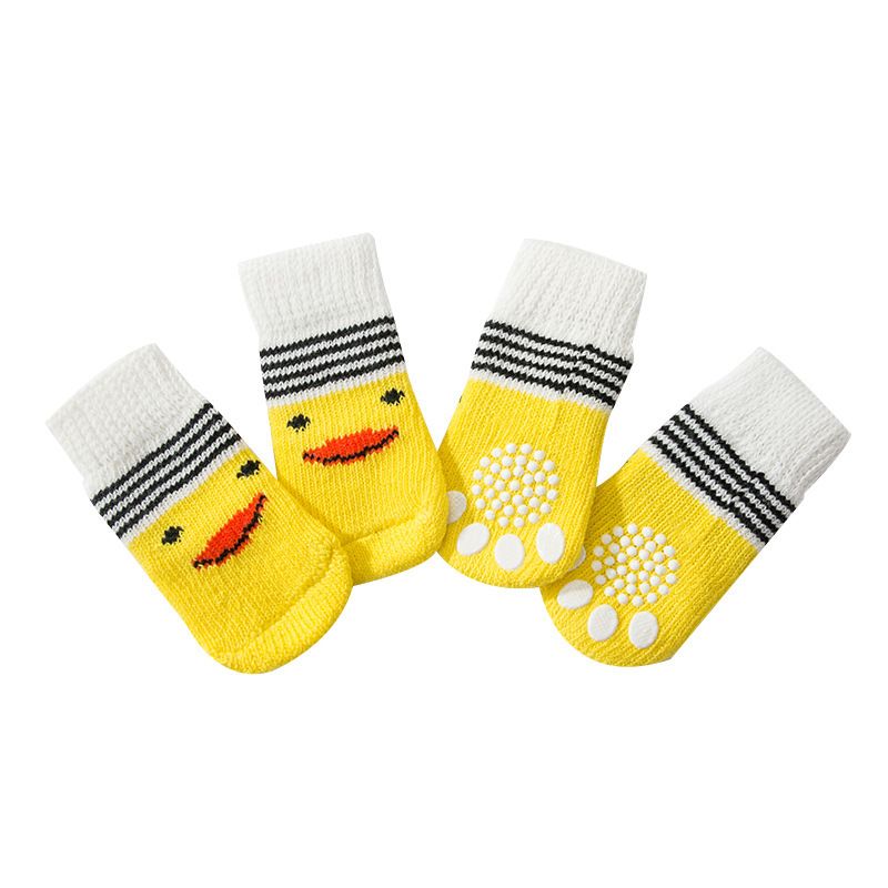 Foot art mouse Pet Socks Cartoon Anti Slip Pink blue crown M [recommended foot width: approximately 4 cm] 2.5-6kg net weight