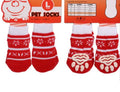 Foot art mouse Pet Socks Cartoon Anti Slip Red snow cute socks S [recommended foot width is about 3.3] 2.5kg within
