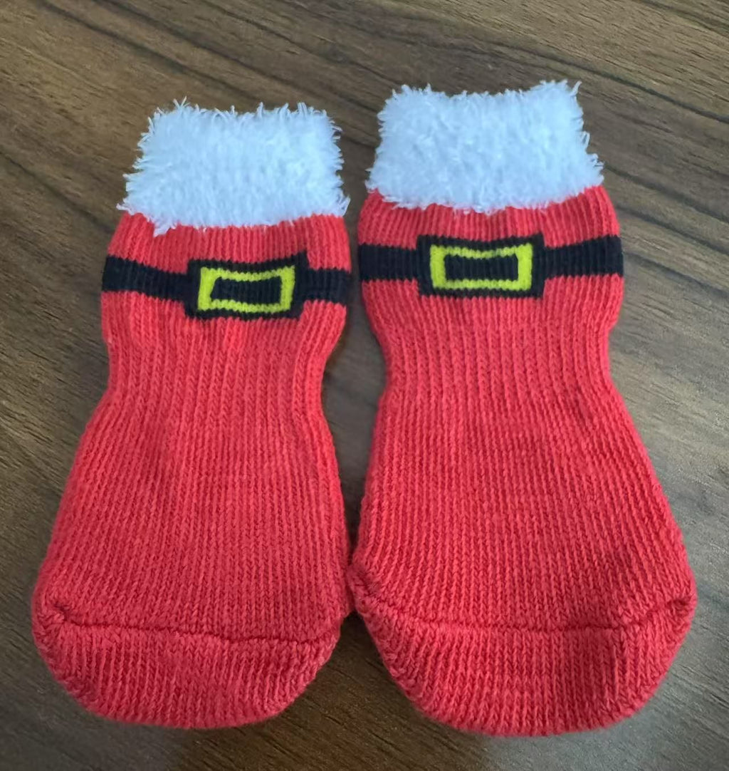 Foot art mouse Pet Socks Cartoon Anti Slip Cute santa claus socks L [recommended foot width is about 4.5] 6-11kg within