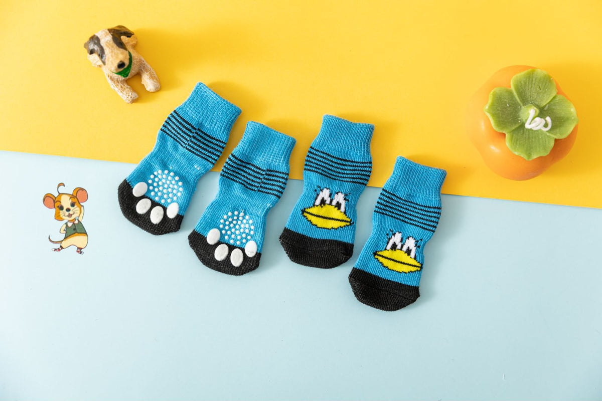 Foot art mouse Pet Socks Cartoon Anti Slip Big mouth duck Xl-super large [recommended within 5.5] 11-16kg within