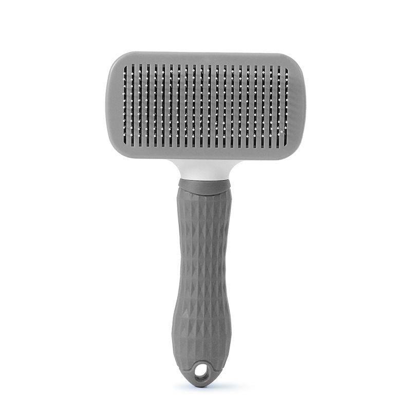 Cat Comb Pet Grooming Needle Brush TPR Material Gray fine needle (square head opp)