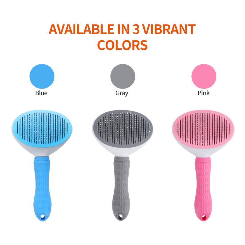 Cat Comb Pet Grooming Needle Brush TPR Material Gray fine needle (square head opp)