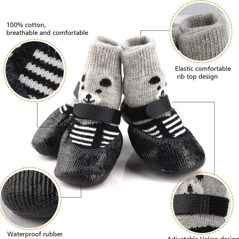 Rubber Dog Shoes Waterproof Anti Slip Blue bear shoes L large size comes with 4 straps. recommendations [ 4-8kg ] shoe width 5.5cm