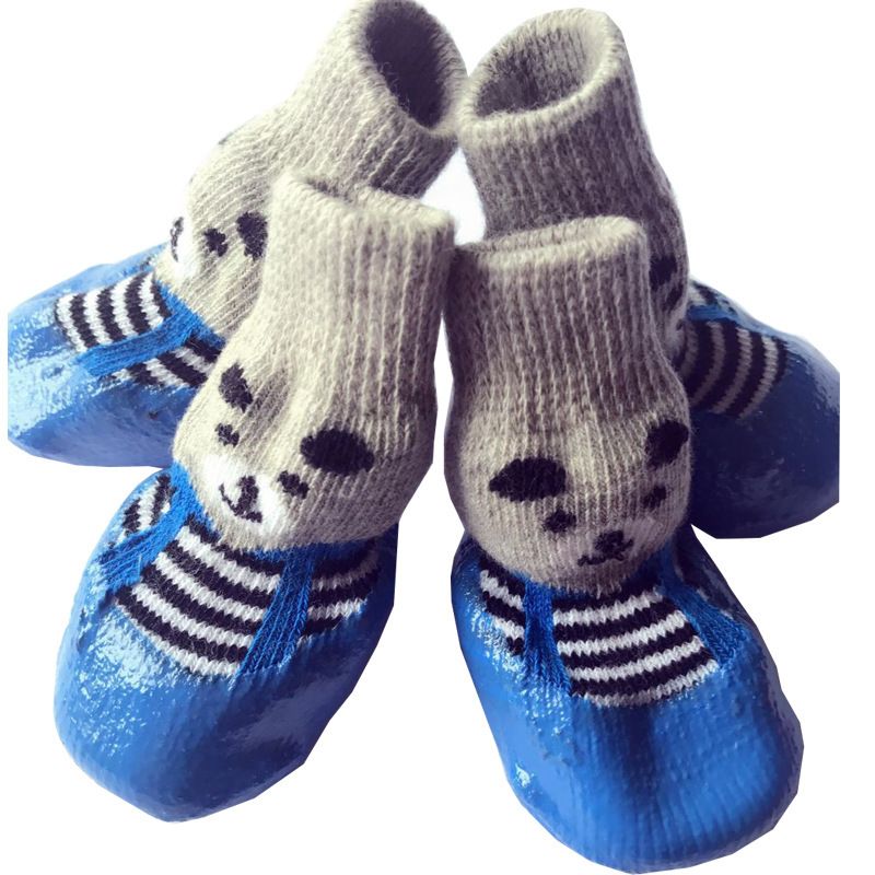 Rubber Dog Shoes Waterproof Anti Slip Black bear shoes L large size comes with 4 straps. recommendations [ 4-8kg ] shoe width 5.5cm