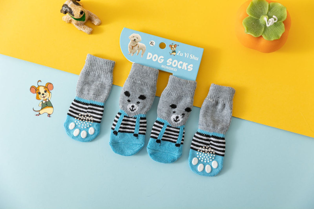 Rubber Dog Shoes Waterproof Anti Slip Blue bear [socks] L large size comes with 4 straps. recommendations [ 4-8kg ] shoe width 5.5cm