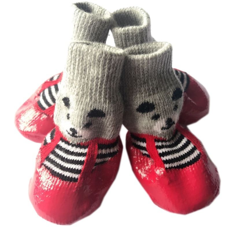 Rubber Dog Shoes Waterproof Anti Slip Blue bear [socks] L large size comes with 4 straps. recommendations [ 4-8kg ] shoe width 5.5cm