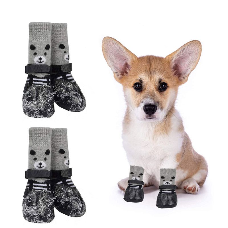 Rubber Dog Shoes Waterproof Anti Slip Blue bear [socks] L large size comes with 4 straps. recommendations [ 4-8kg ] shoe width 5.5cm