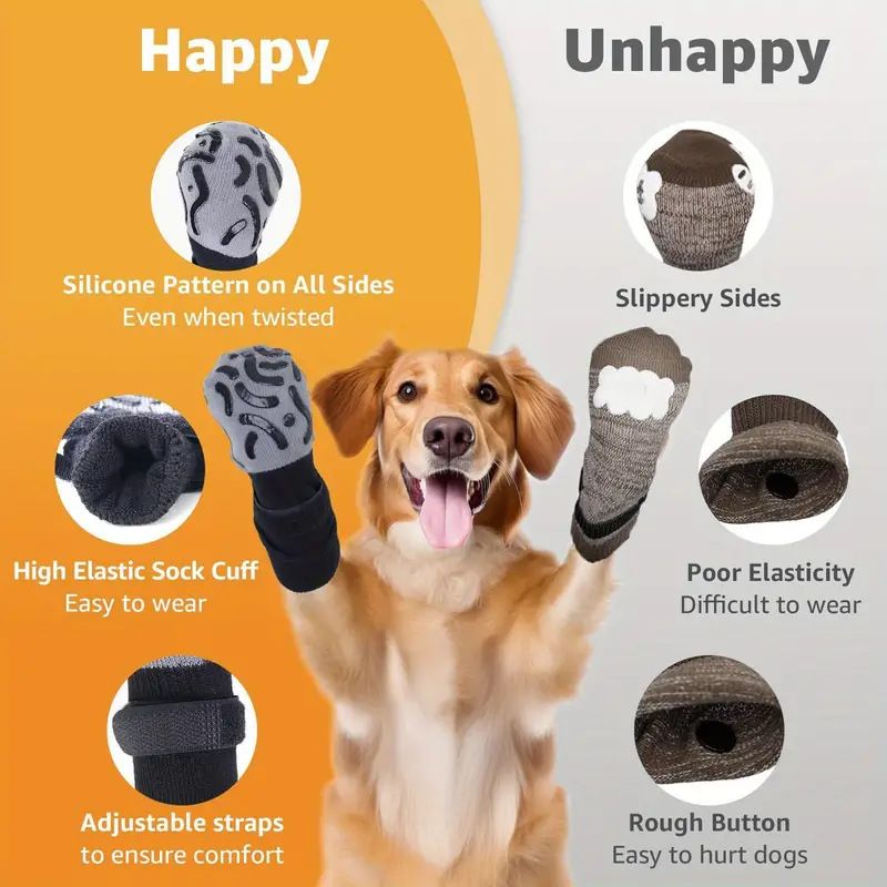 Dog Socks Anti Slip Geometric Black Luminous Cotton Anti-slip socks-geometric yellow-luminous tape [opp bag] S small sole is about 5.5*14cm [recommended within 5-10kg pieces] [pack of four]