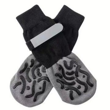 Dog Socks Anti Slip Geometric Black Luminous Cotton Anti-slip socks-geometric yellow-luminous tape [opp bag] M medium-sized sole is about 6.5*16cm [recommended 2