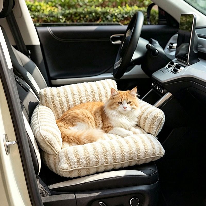 Cozy Foldable Pet Sofa Bed with Plush Sherpa Fleece – A Portable, Warm Retreat for Cats and Small Dogs Perfect for Nap Time, Travel, and Living Room Lounging (Beige)