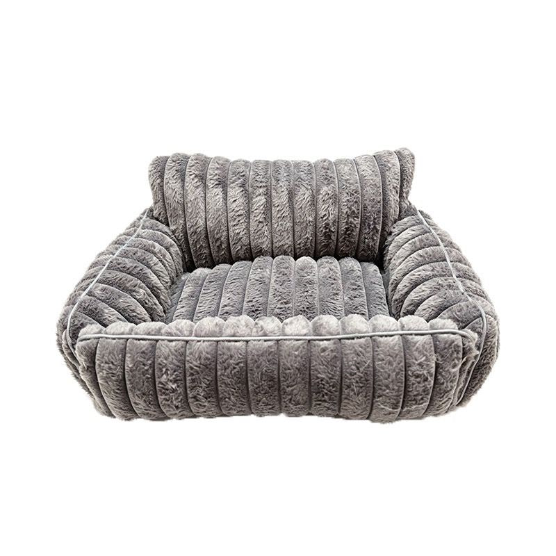 Cozy Foldable Pet Sofa Bed with Plush Sherpa Fleece – A Portable, Warm Retreat for Cats and Small Dogs Perfect for Nap Time, Travel, and Living Room Lounging (Beige)