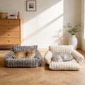 Cozy Foldable Pet Sofa Bed with Plush Sherpa Fleece – A Portable, Warm Retreat for Cats and Small Dogs Perfect for Nap Time, Travel, and Living Room Lounging (Grey)