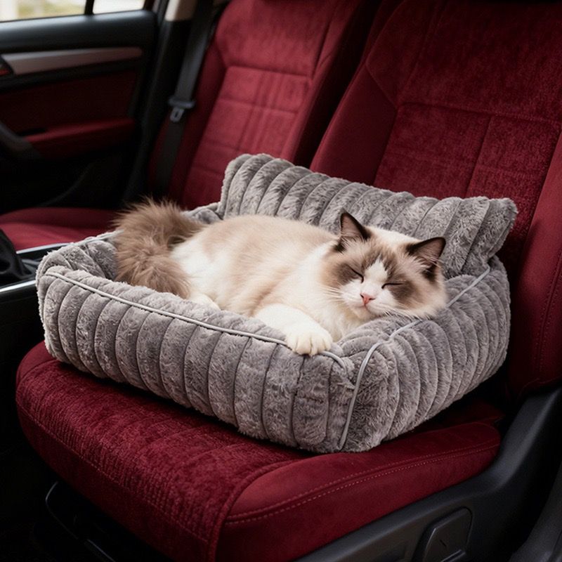 Cozy Foldable Pet Sofa Bed with Plush Sherpa Fleece – A Portable, Warm Retreat for Cats and Small Dogs Perfect for Nap Time, Travel, and Living Room Lounging (Grey)