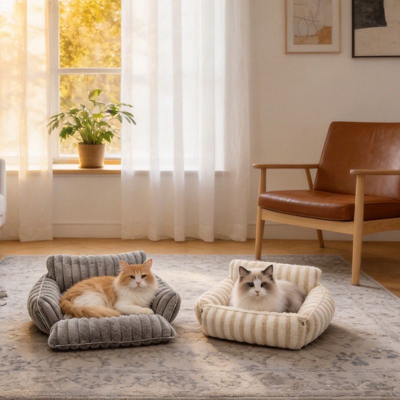 Cozy Foldable Pet Sofa Bed with Plush Sherpa Fleece – A Portable, Warm Retreat for Cats and Small Dogs Perfect for Nap Time, Travel, and Living Room Lounging (Grey)