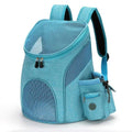 Comfortable hands-free pet carrier backpack with breathable mesh panels and padded shoulder straps, perfect for carrying small dogs and cats on walks, travel, and outdoor adventures while keeping your furry friend close and secure. (L, SkyBlue)