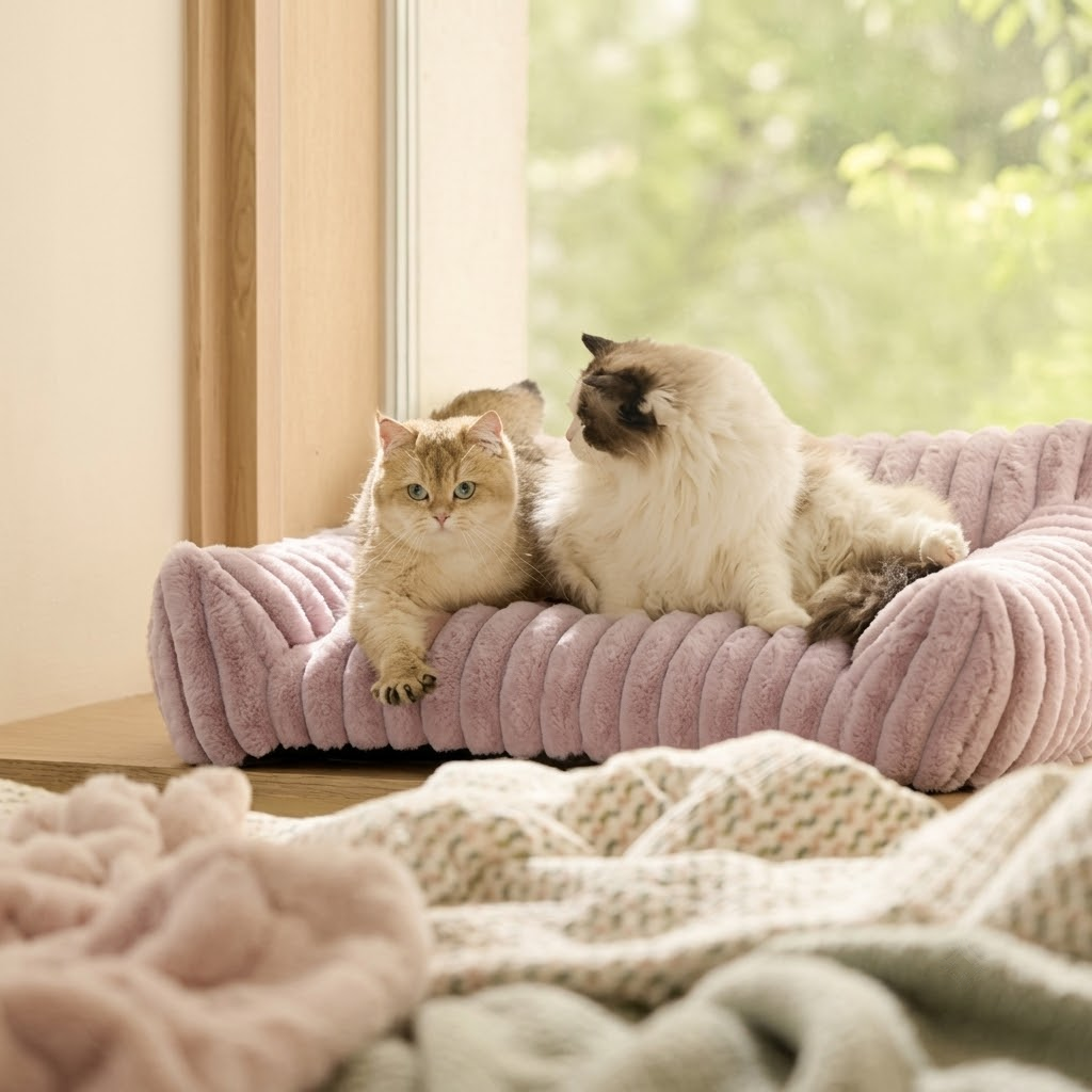 Luxurious Faux Rabbit Fur Plush Pet Sofa Bed with Bolster Sides, Removable Washable Cover and Deep Cushion for Cats and Small Dogs Seeking Ultimate Napping Comfort (M（75*50*20cm）, Grey)
