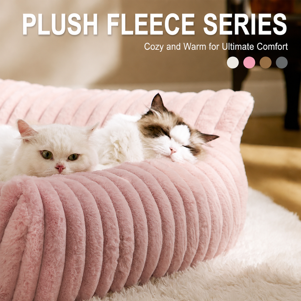 Luxurious Faux Rabbit Fur Plush Pet Sofa Bed with Bolster Sides, Removable Washable Cover and Deep Cushion for Cats and Small Dogs Seeking Ultimate Napping Comfort (S（60*45*20cm）, Grey)