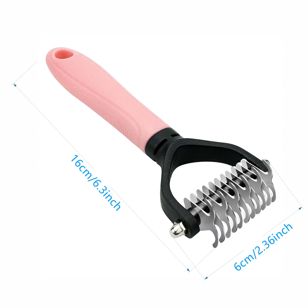 Professional Pet Dematting Comb for Dogs and Cats - Stainless Steel Grooming Tool for Removing Tangles, Mats, and Loose Undercoat Hair, Ideal for Long-Haired and Thick-Coated Breeds - L - Sky Blue