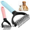 Professional Pet Dematting Comb for Dogs and Cats - Stainless Steel Grooming Tool for Removing Tangles, Mats, and Loose Undercoat Hair, Ideal for Long-Haired and Thick-Coated Breeds - L - Blush