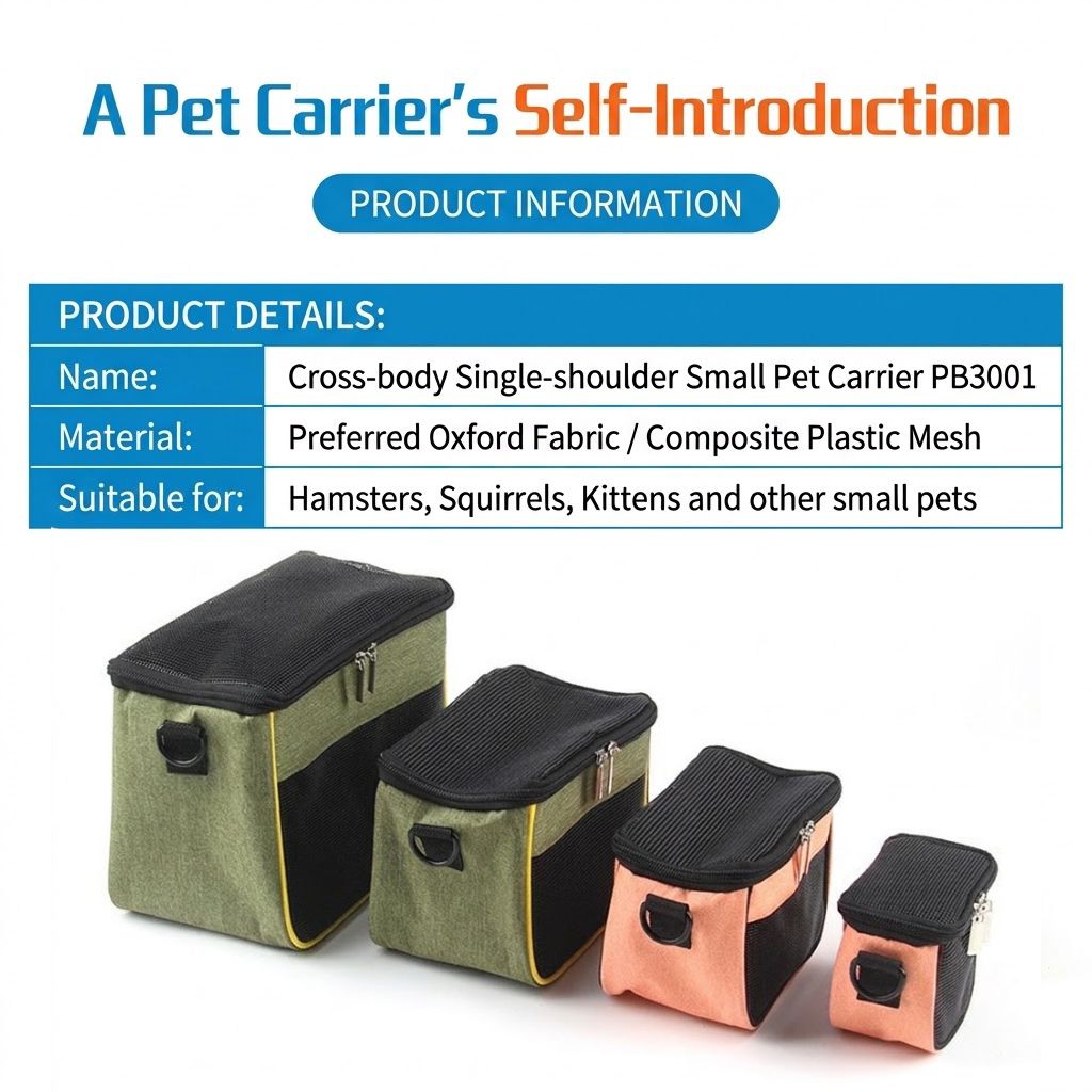 Compact Pet Carrier Sling Bag for Small Animals – Breathable Oxford Mesh Travel Tote with Adjustable Shoulder Strap, Ideal for Hamsters, Squirrels, Hedgehogs, Chinchillas, Rabbits and Kittens on Outdoor Adventures (L, Grey)