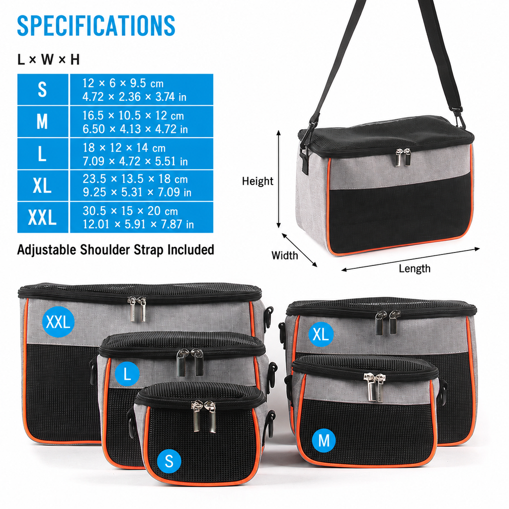 Compact Pet Carrier Sling Bag for Small Animals – Breathable Oxford Mesh Travel Tote with Adjustable Shoulder Strap, Ideal for Hamsters, Squirrels, Hedgehogs, Chinchillas, Rabbits and Kittens on Outdoor Adventures (L, Grey)