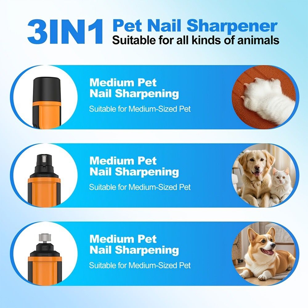 Cordless Electric Pet Nail Grinder with Adjustable 5-Speed Control, Ultra-Quiet Motor, LCD Display, and Dual LED Lights – Safe, Smooth Grooming for Dogs and Cats of All Sizes (2 Diamond Grinding Heads)