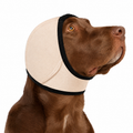 Dog Ear Covers Waterproof Swim Head Wrap Noise Reduction Calming Hood for Anxiety Relief and Ear Protection During Outdoor Activities (L, Beige)