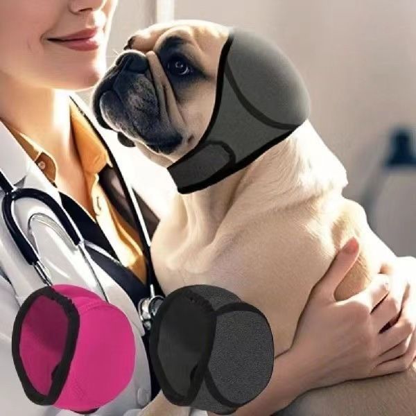 Dog Ear Covers Waterproof Swim Head Wrap Noise Reduction Calming Hood for Anxiety Relief and Ear Protection During Outdoor Activities (L, Beige)
