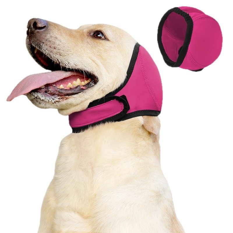 Dog Ear Covers Waterproof Swim Head Wrap Noise Reduction Calming Hood for Anxiety Relief and Ear Protection During Outdoor Activities (L, Grey)