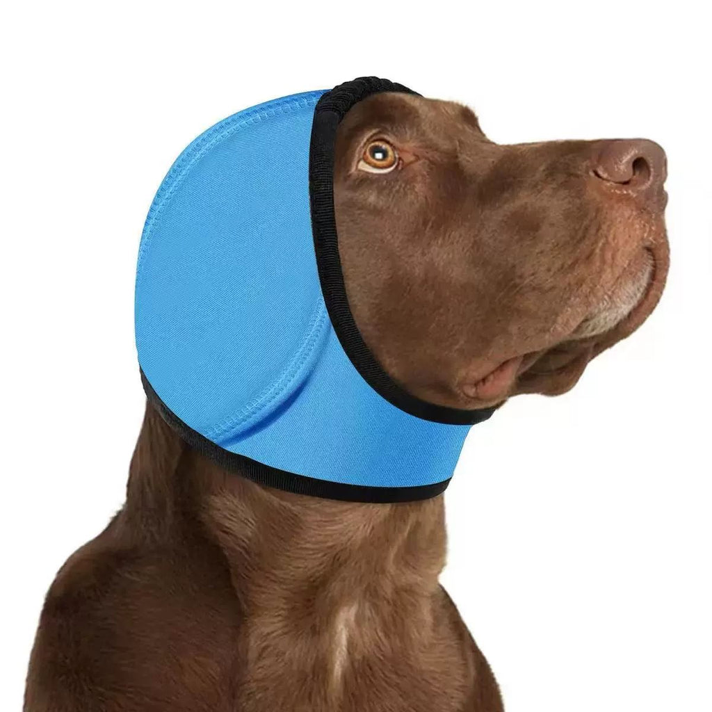 Dog Ear Covers Waterproof Swim Head Wrap Noise Reduction Calming Hood for Anxiety Relief and Ear Protection During Outdoor Activities (M, Beige)