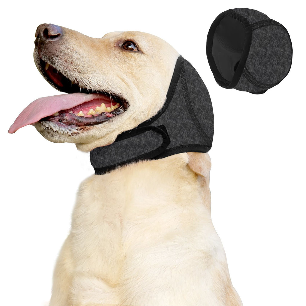 Dog Ear Covers Waterproof Swim Head Wrap Noise Reduction Calming Hood for Anxiety Relief and Ear Protection During Outdoor Activities (M, Beige)
