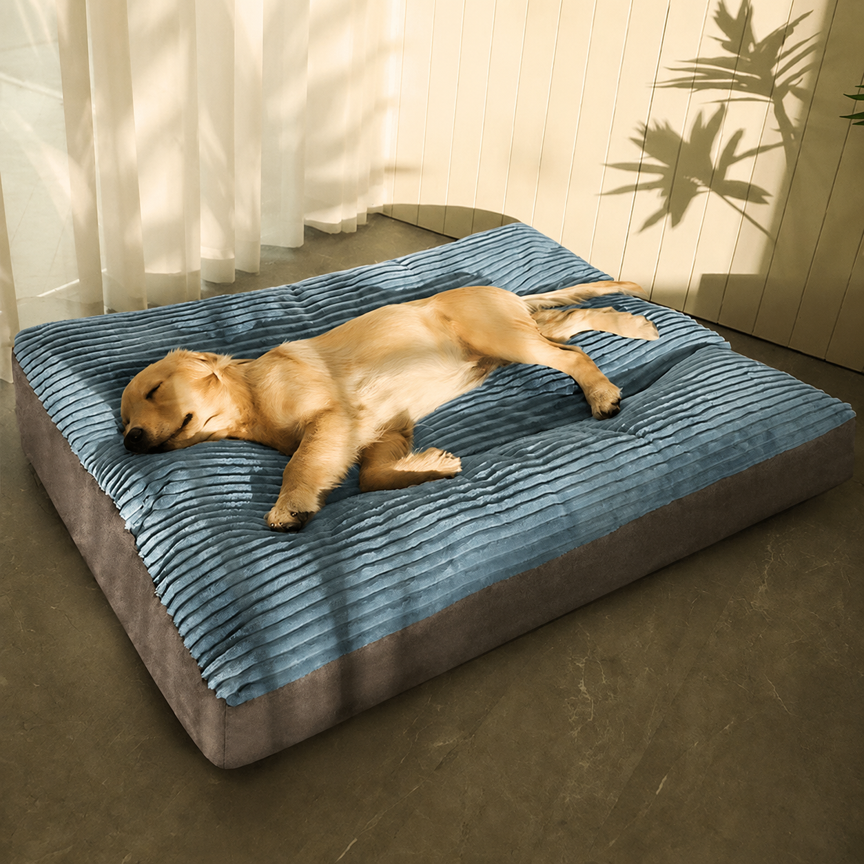 Luxuriously Soft and Thick Pet Sleeping Mat, Perfect Four-Season Floor Bed for Dogs and Cats, Removable Washable Cover with Waterproof Non-Slip Base, Ideal for Light Sleepers and All Breeds (3XL,Blue)