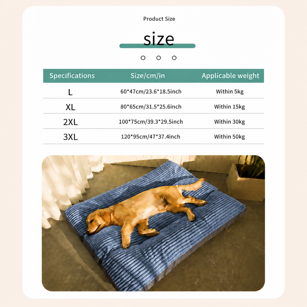 Luxuriously Soft and Thick Pet Sleeping Mat, Perfect Four-Season Floor Bed for Dogs and Cats, Removable Washable Cover with Waterproof Non-Slip Base, Ideal for Light Sleepers and All Breeds (3XL,Blue)