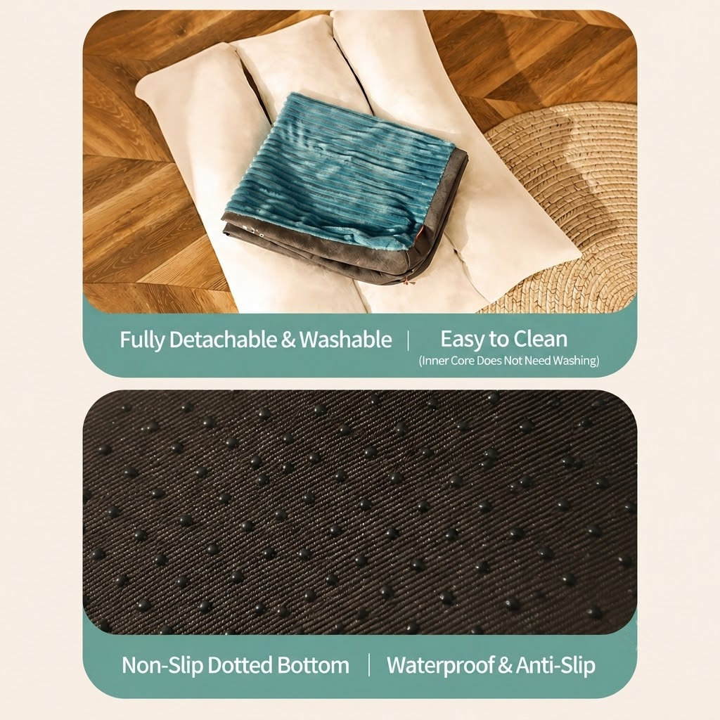 Luxuriously Soft and Thick Pet Sleeping Mat, Perfect Four-Season Floor Bed for Dogs and Cats, Removable Washable Cover with Waterproof Non-Slip Base, Ideal for Light Sleepers and All Breeds (3XL,Blue)