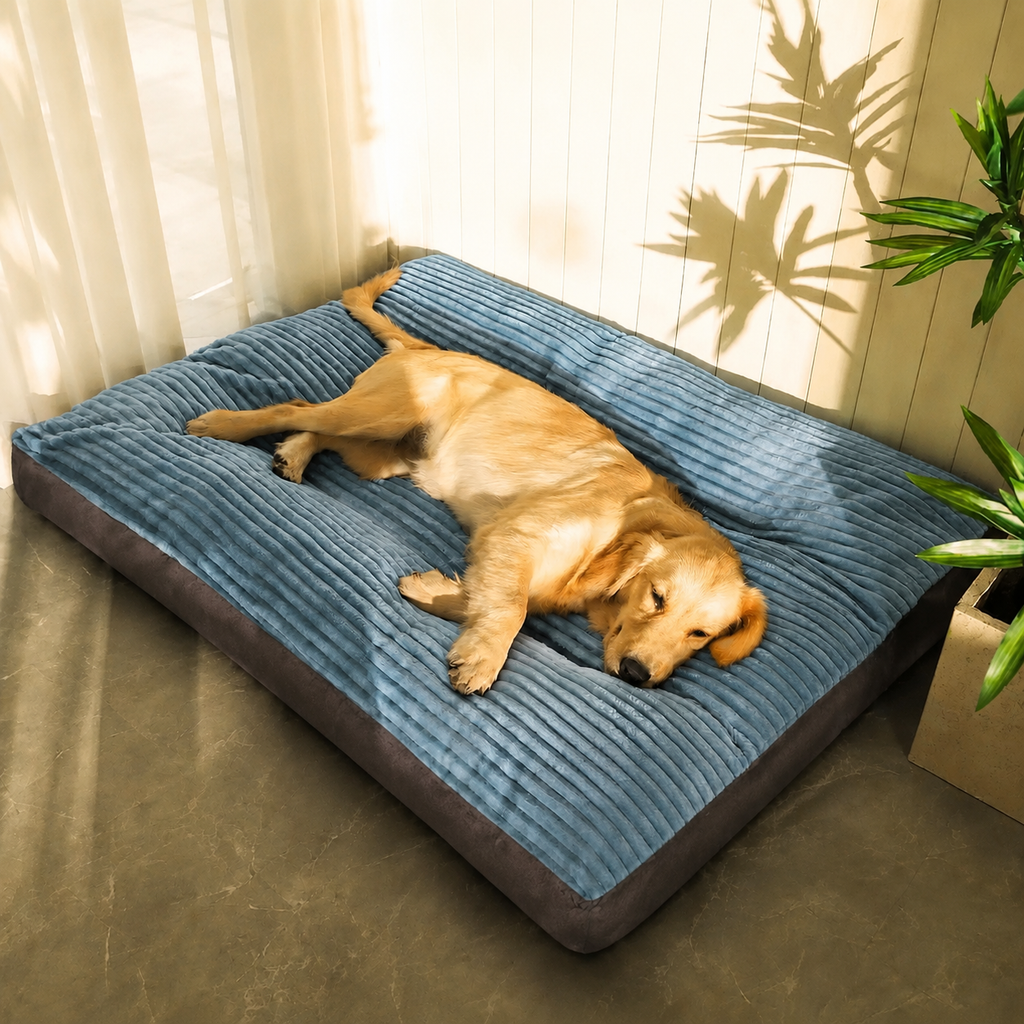 Luxuriously Soft and Thick Pet Sleeping Mat, Perfect Four-Season Floor Bed for Dogs and Cats, Removable Washable Cover with Waterproof Non-Slip Base, Ideal for Light Sleepers and All Breeds (3XL,Blue)