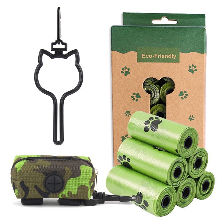 Eco-Friendly Pet Waste Bag Set with Leash Clip Holder and Camo Storage Pouch – Leak-Proof, Tear-Resistant Poop Bags for Dogs and Cats, Hands-Free Outdoor Cleanup Companion (18 Rolls Box Set + Poop Bag Dispenser + Oxford Cloth Bag Dispenser)