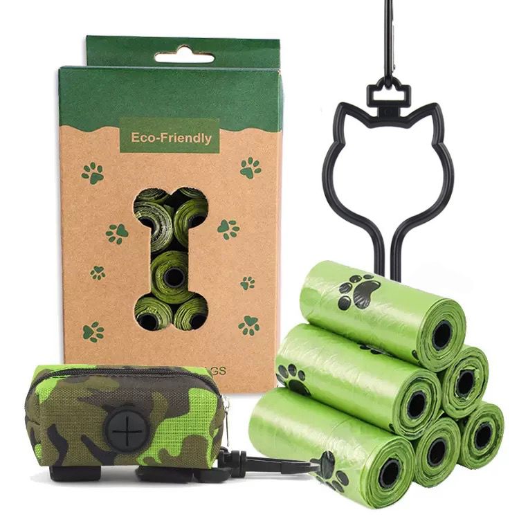 Eco-Friendly Pet Waste Bag Set with Leash Clip Holder and Camo Storage Pouch – Leak-Proof, Tear-Resistant Poop Bags for Dogs and Cats, Hands-Free Outdoor Cleanup Companion (24 Rolls Box Set + Poop Bag Dispenser + Oxford Cloth Bag Dispenser)