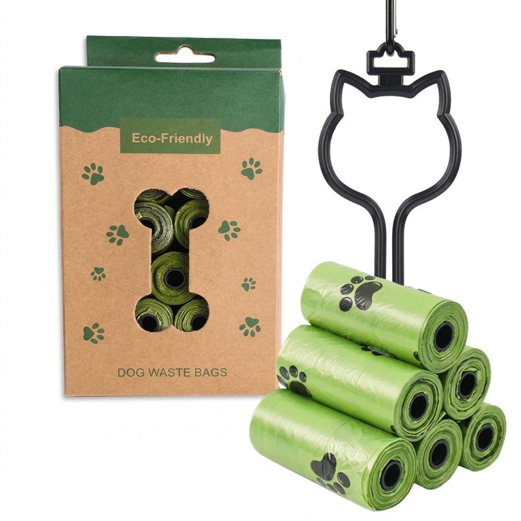 Eco-Friendly Pet Waste Bag Set with Leash Clip Holder and Camo Storage Pouch – Leak-Proof, Tear-Resistant Poop Bags for Dogs and Cats, Hands-Free Outdoor Cleanup Companion (24 Rolls Box Set + Poop Bag Dispenser + Oxford Cloth Bag Dispenser)