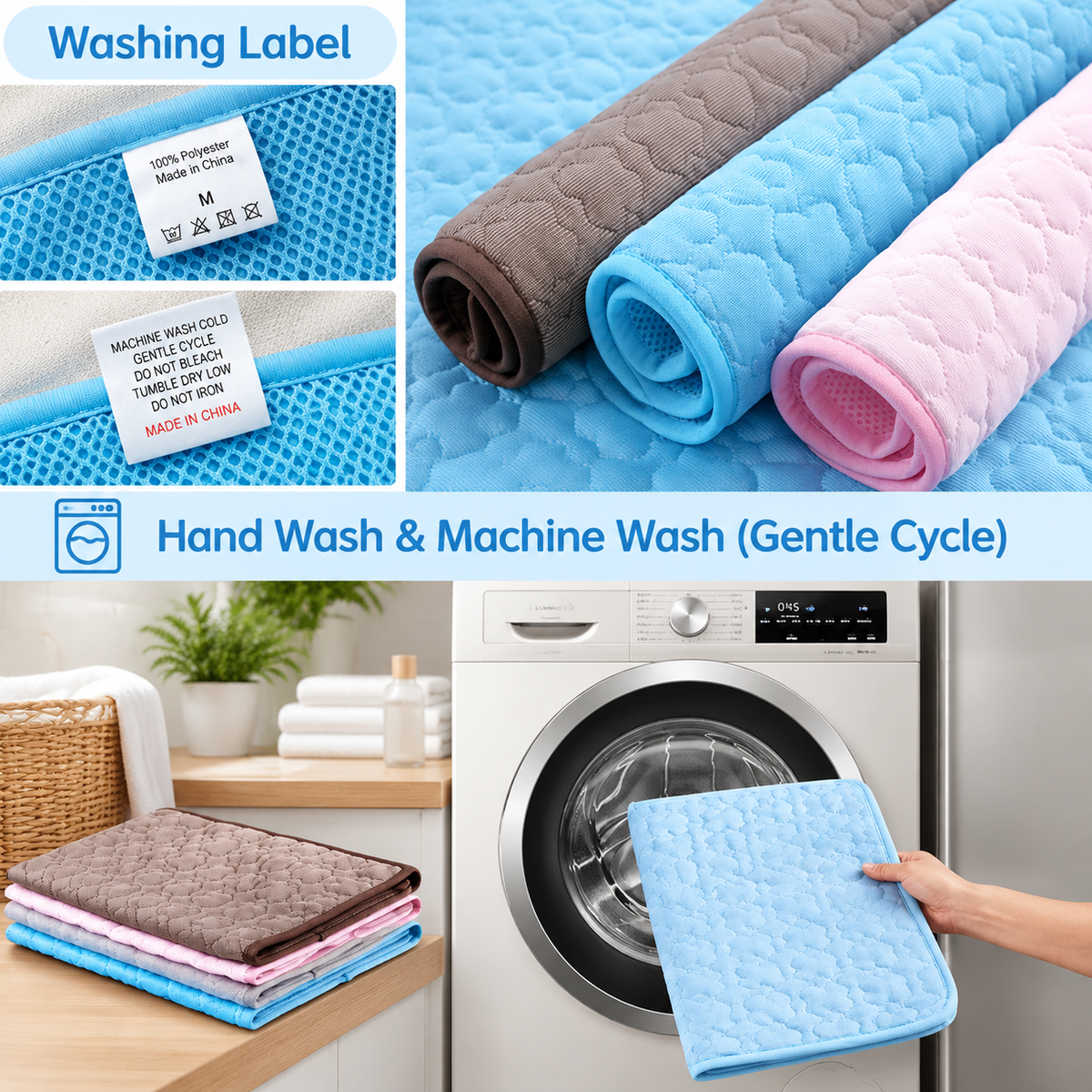 Cooling Pet Mat for Dogs and Cats, Summer Heat Relief Bed Pad with Breathable Mesh and Soothing Gel Layer, Ideal for Sofa Floor Crate Car Seat and Outdoor Use (Blue, S)