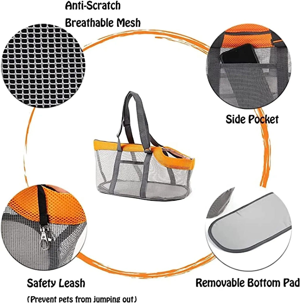 Cozy Mesh Pet Carrier for Cats and Small Dogs – Breathable, Portable Tote Bag with Wide Head Opening, Perfect for Daily Walks, Vet Visits, and Short Trips (Green & Gray)