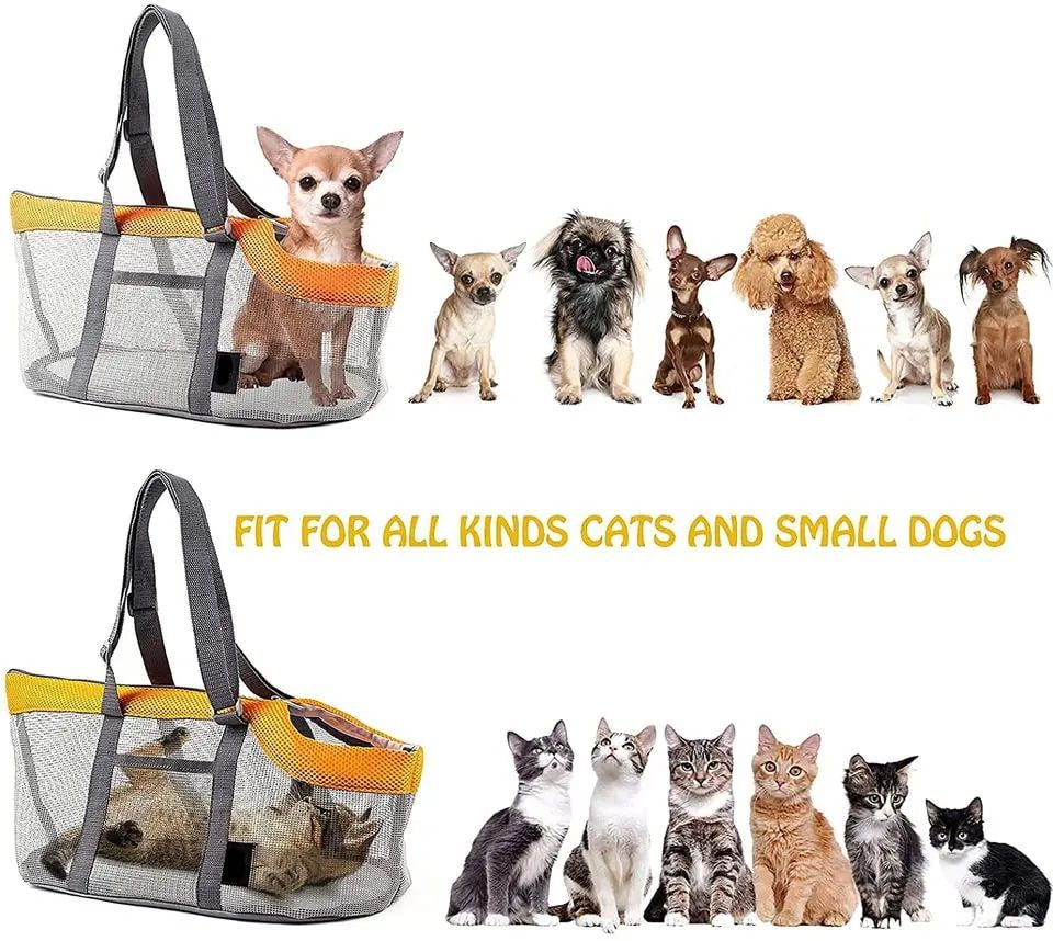 Cozy Mesh Pet Carrier for Cats and Small Dogs – Breathable, Portable Tote Bag with Wide Head Opening, Perfect for Daily Walks, Vet Visits, and Short Trips (Green & Gray)