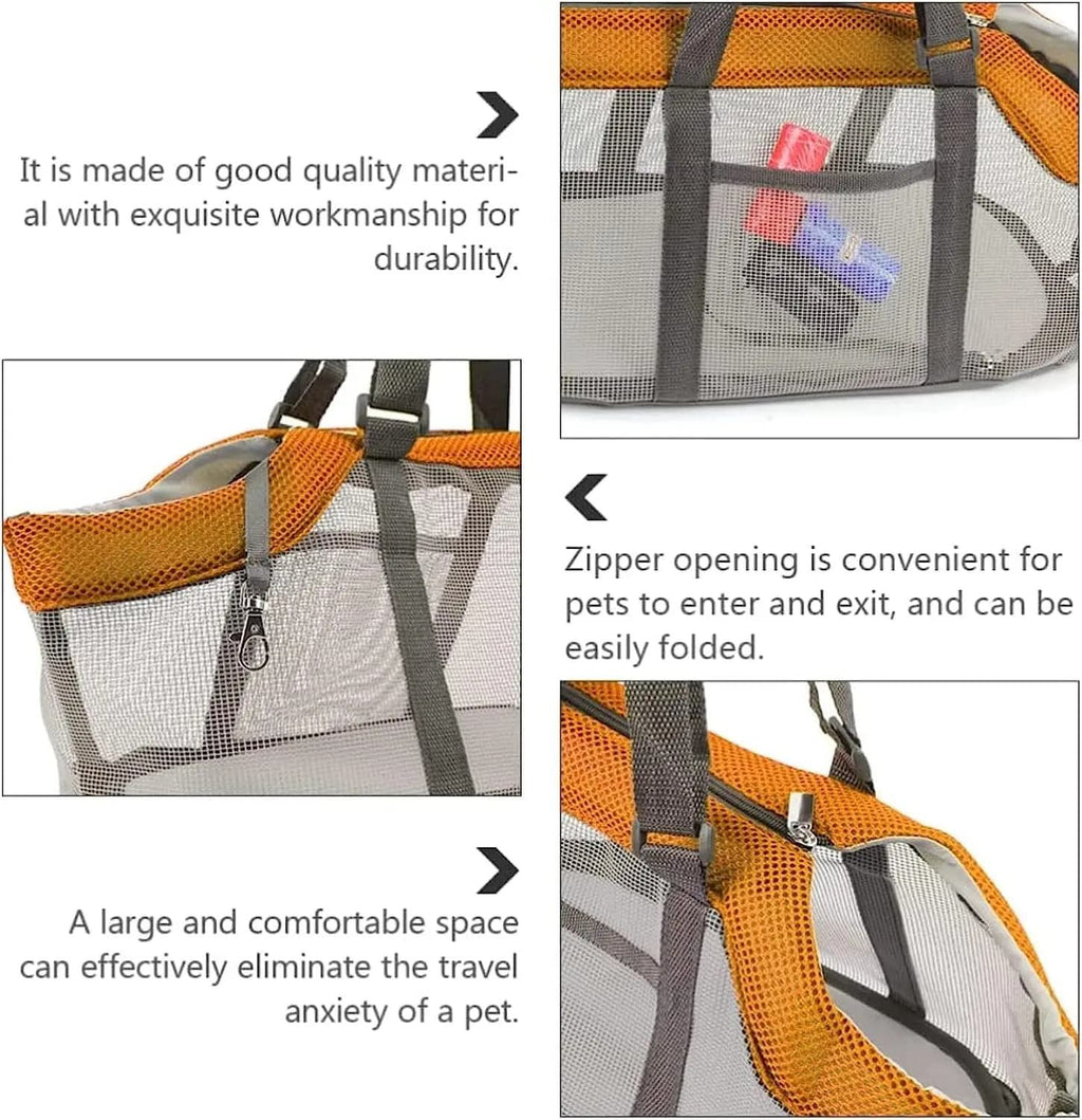 Cozy Mesh Pet Carrier for Cats and Small Dogs – Breathable, Portable Tote Bag with Wide Head Opening, Perfect for Daily Walks, Vet Visits, and Short Trips (Green & Gray)