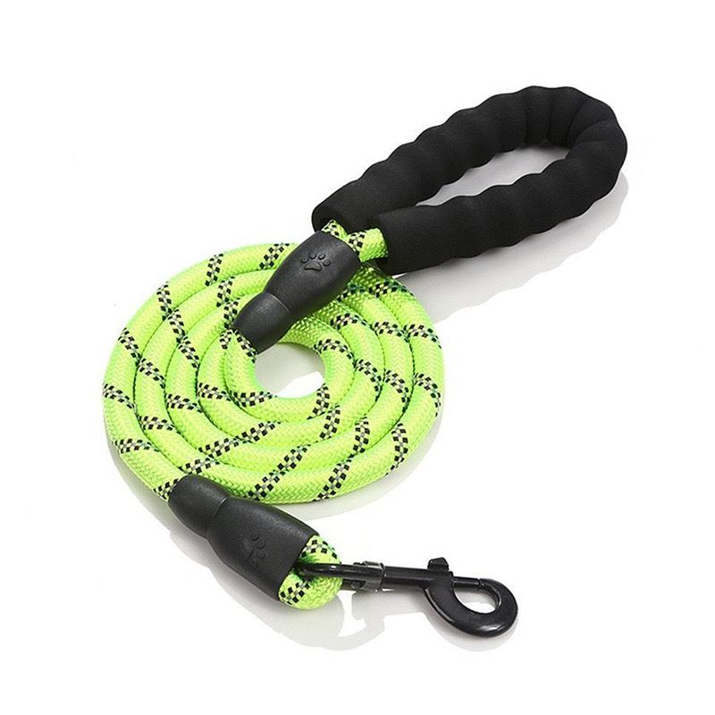 Reflective Dog Leash for Small, Medium, and Large Breeds – Durable Nylon Rope Leash with Soft EVA Foam Handle, Secure Metal Hook, and 360° Night Visibility for Safe Daily Walks, Available in Multiple Vibrant Colors and Lengths (Green, 2m×1.0cm（6.5ft×3/8"）