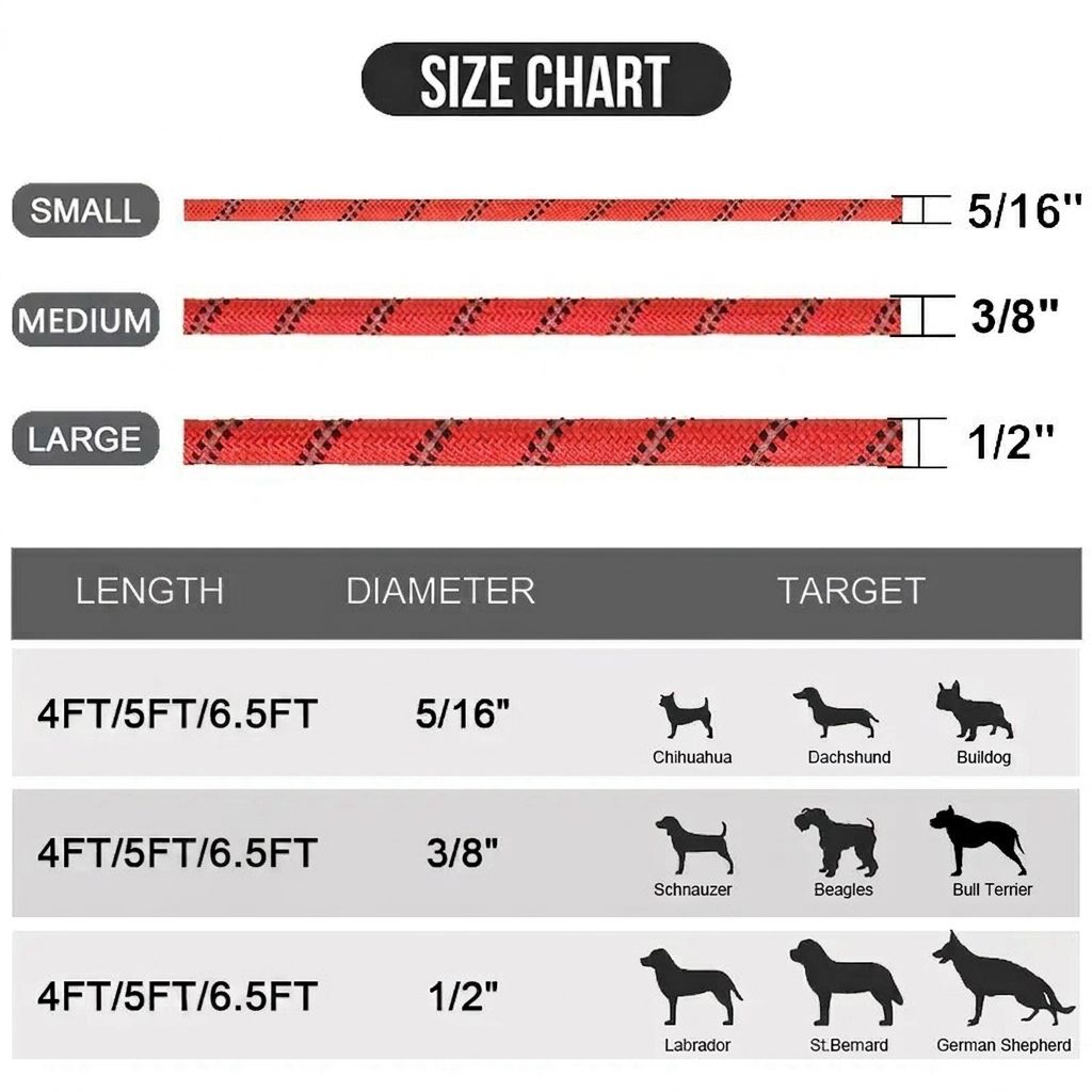 Reflective Dog Leash for Small, Medium, and Large Breeds – Durable Nylon Rope Leash with Soft EVA Foam Handle, Secure Metal Hook, and 360° Night Visibility for Safe Daily Walks, Available in Multiple Vibrant Colors and Lengths (Green, 2m×1.0cm（6.5ft×3/8"）