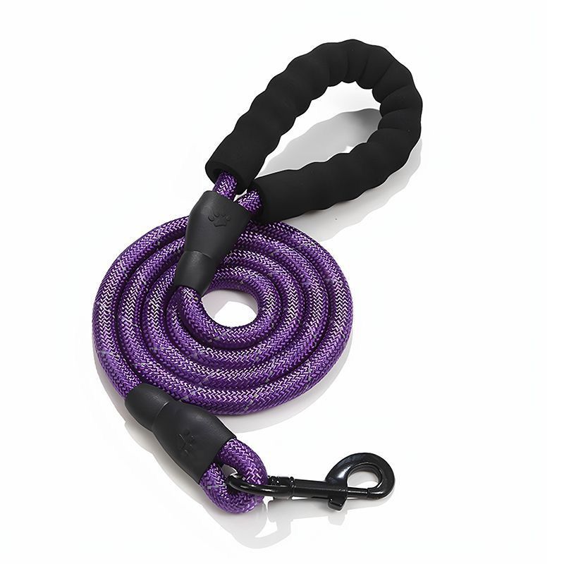 Reflective Dog Leash for Small, Medium, and Large Breeds – Durable Nylon Rope Leash with Soft EVA Foam Handle, Secure Metal Hook, and 360° Night Visibility for Safe Daily Walks, Available in Multiple Vibrant Colors and Lengths (Purple, 2m×1.0cm（6.5ft×3/8"