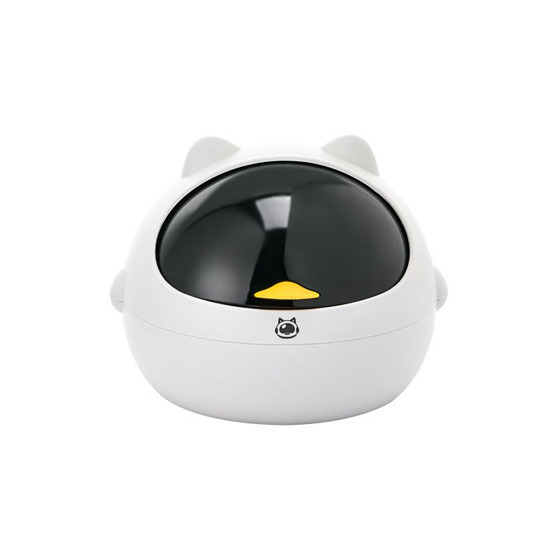 Cute Mini Cat Desktop Trash Can with Lid Small Trash Can Office Plastic Garbage Can for Bathroom Vanity, Desktop, Office